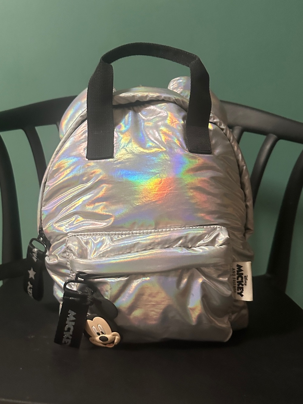 Disney x Zara Mickey Mouse Holographic Iridescent Mini Backpack
